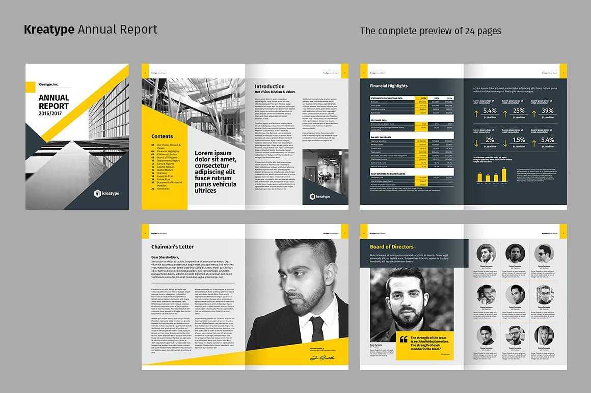 Kreatype Annual Reportkreatype Studio On @creativemarket Regarding Chairman's Annual Report Template