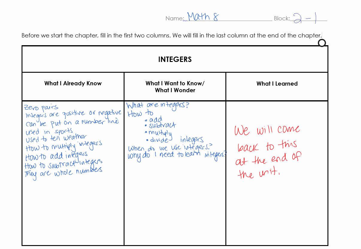 Kwl Chart Template Word Our Class Kwl Chart Math With Miss C For Kwl Chart Template Word Document