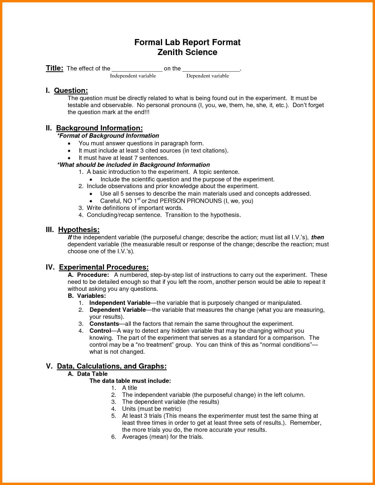 Lab Report Example Along With Lab Report Template Word Zrom Regarding Lab Report Template Word