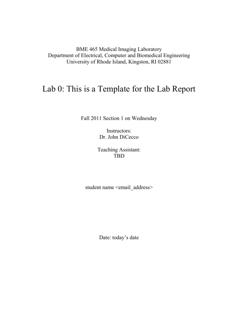 Lab Report Template – Electrical, Computer & Biomedical For Engineering Lab Report Template