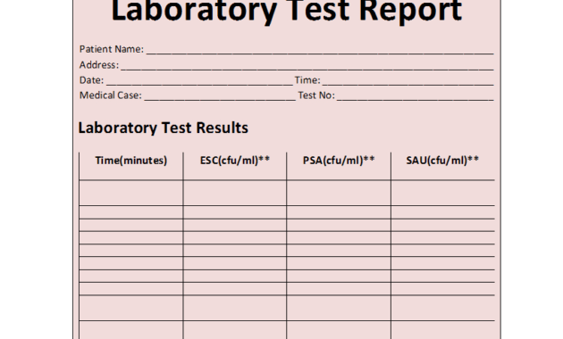 Laboratory Test Report Template with regard to Test Result Report Template