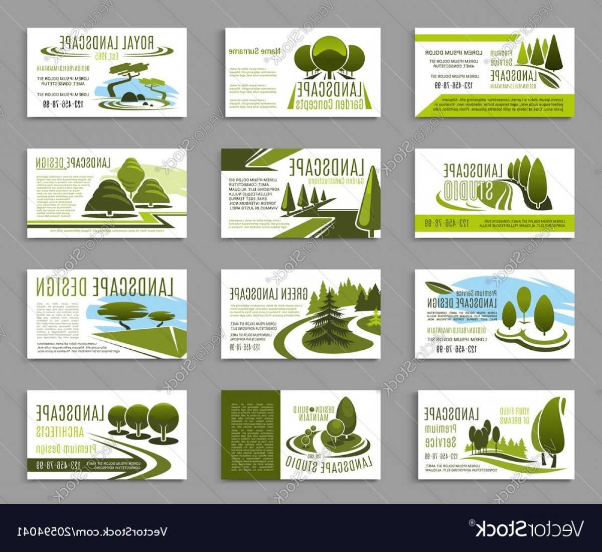 Landscape Design Studio Business Card Template Vector For Landscaping Business Card Template