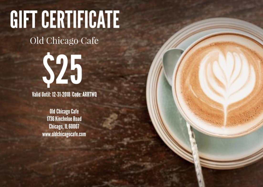 Latte Restaurant Gift Certificate Template | Free Branding Throughout Restaurant Gift Certificate Template