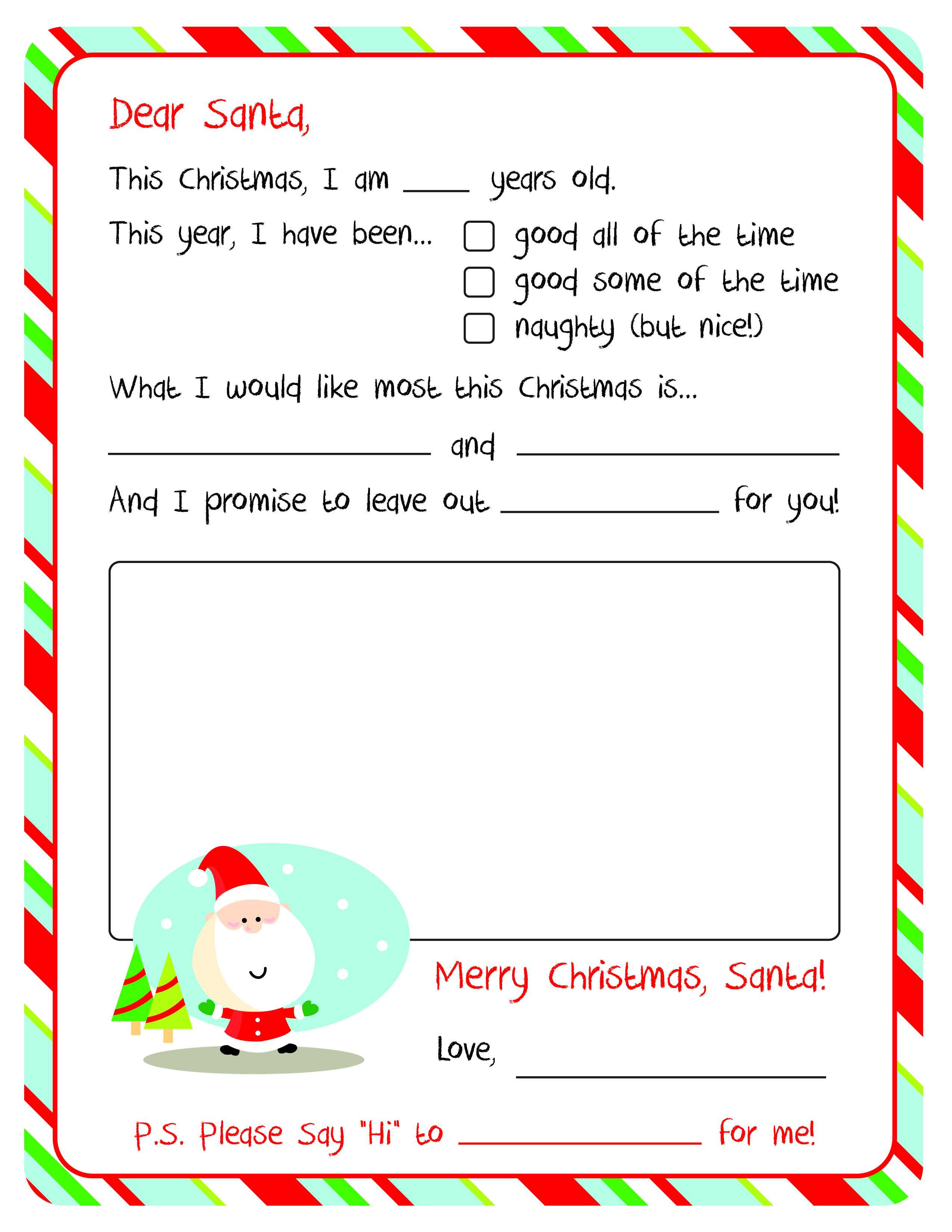 Letter To Santa – Free Printable With Regard To Letter From Santa Template Word