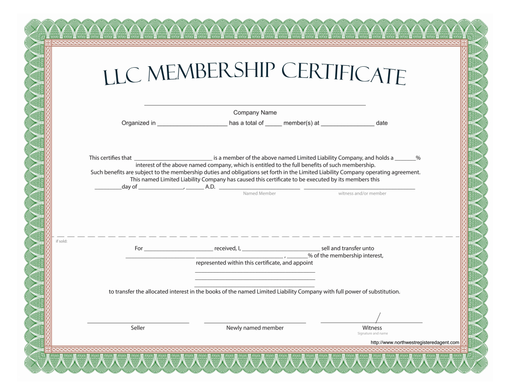 Llc Membership Certificate - Free Template For New Member Certificate Template