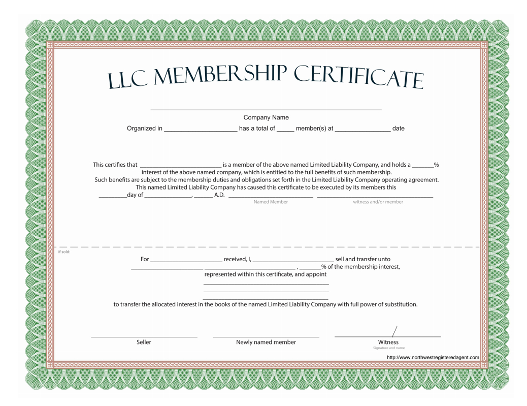 Llc Membership Certificate – Free Template Within Certificate Of Ownership Template