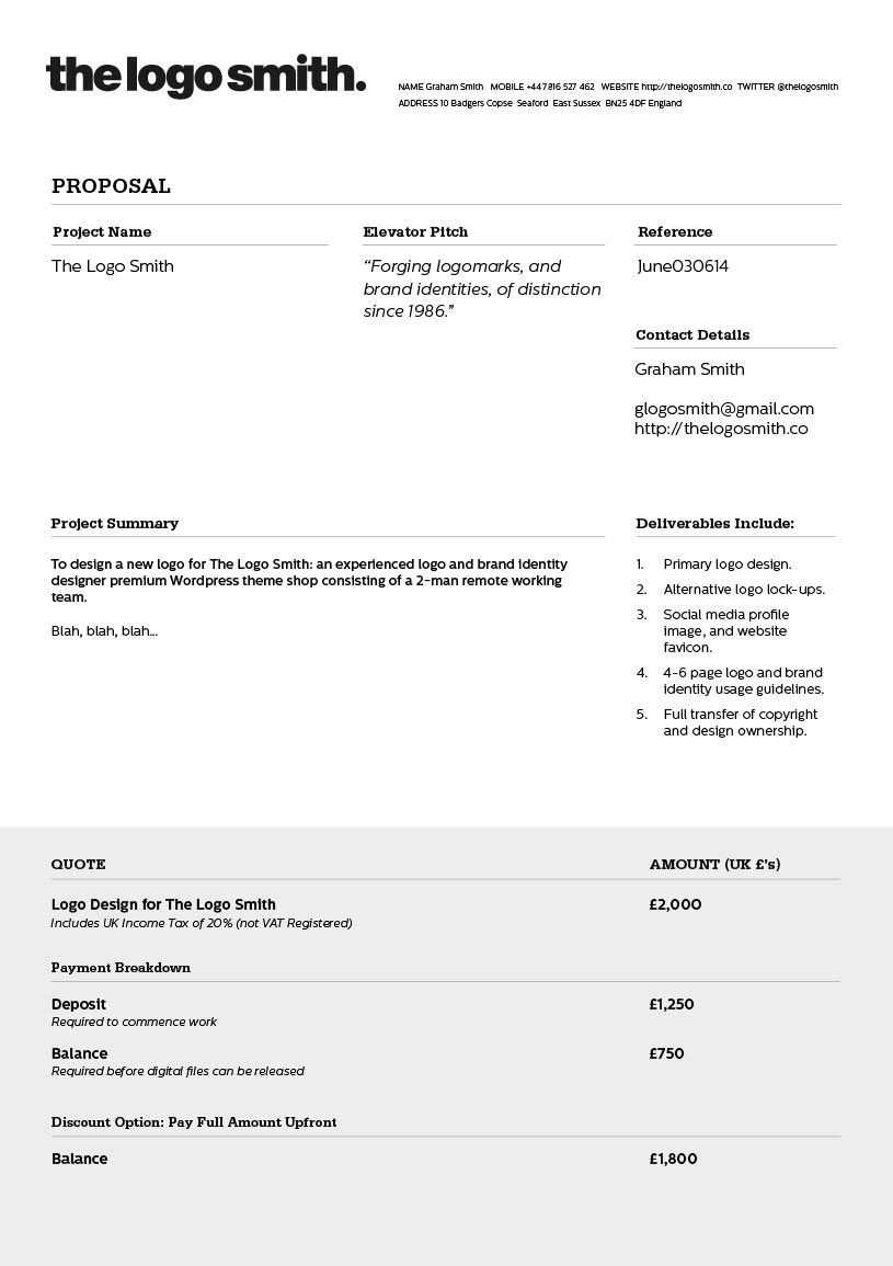 Logo Design Proposal Invoice Template To Download | Graphic Intended For Web Design Quote Template Word