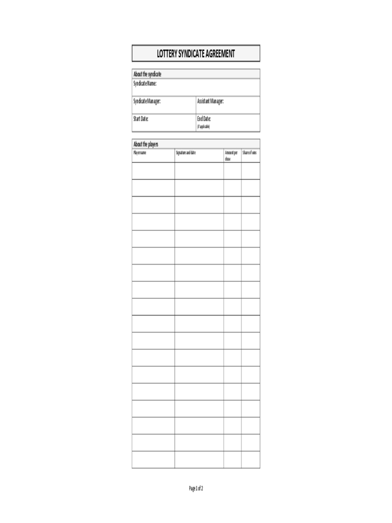 Lottery Syndicate Agreement Form – 6 Free Templates In Pdf Regarding Lottery Syndicate Agreement Template Word