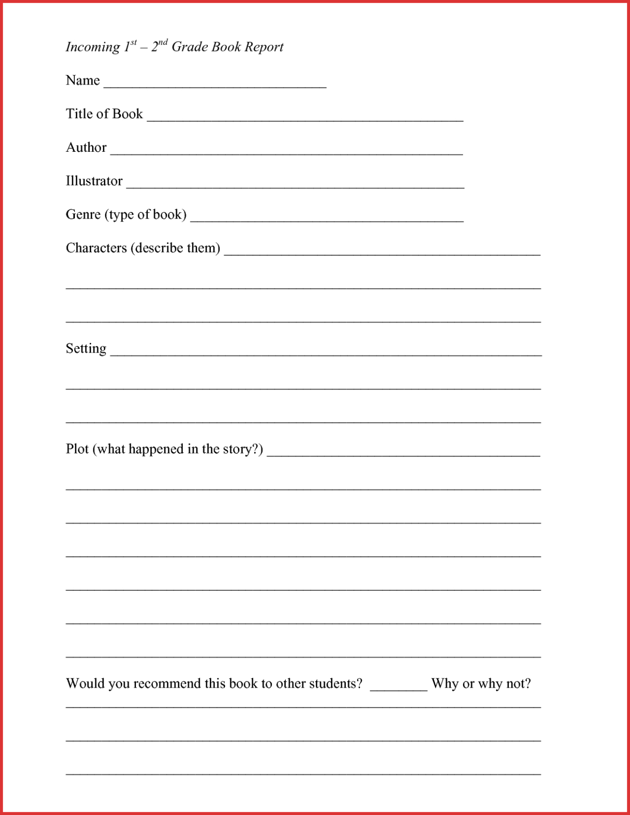 Lovely 2Nd Grade Book Report Template | Job Latter For 2Nd Grade Book Report Template