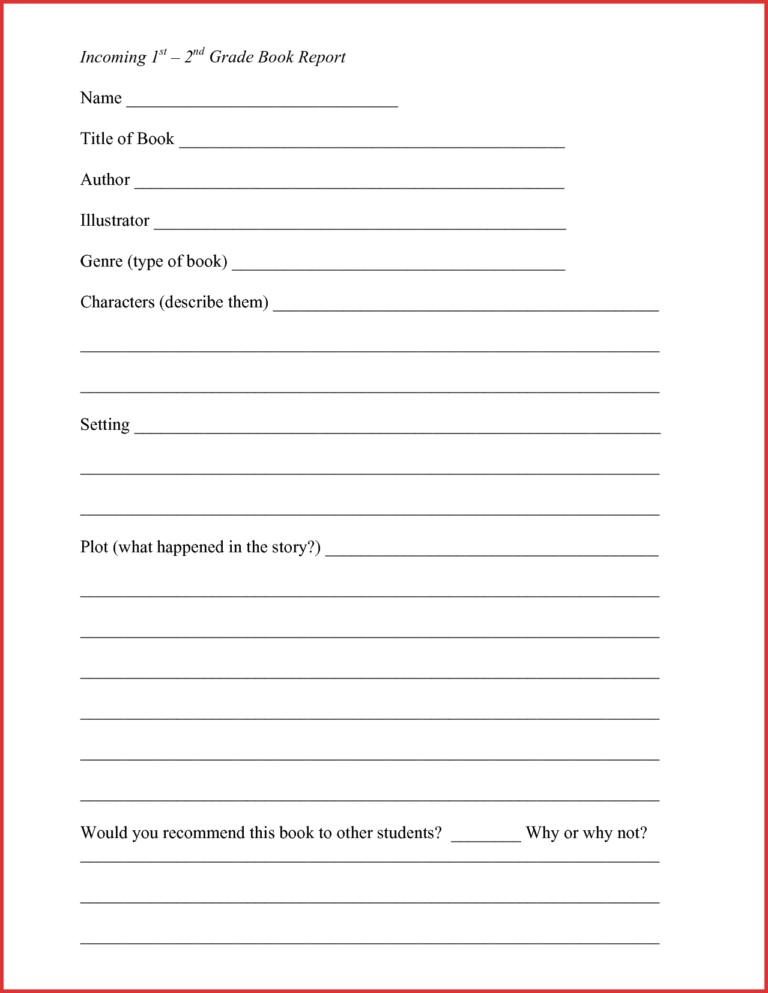 Lovely 2Nd Grade Book Report Template | Job Latter in Second Grade Book ...