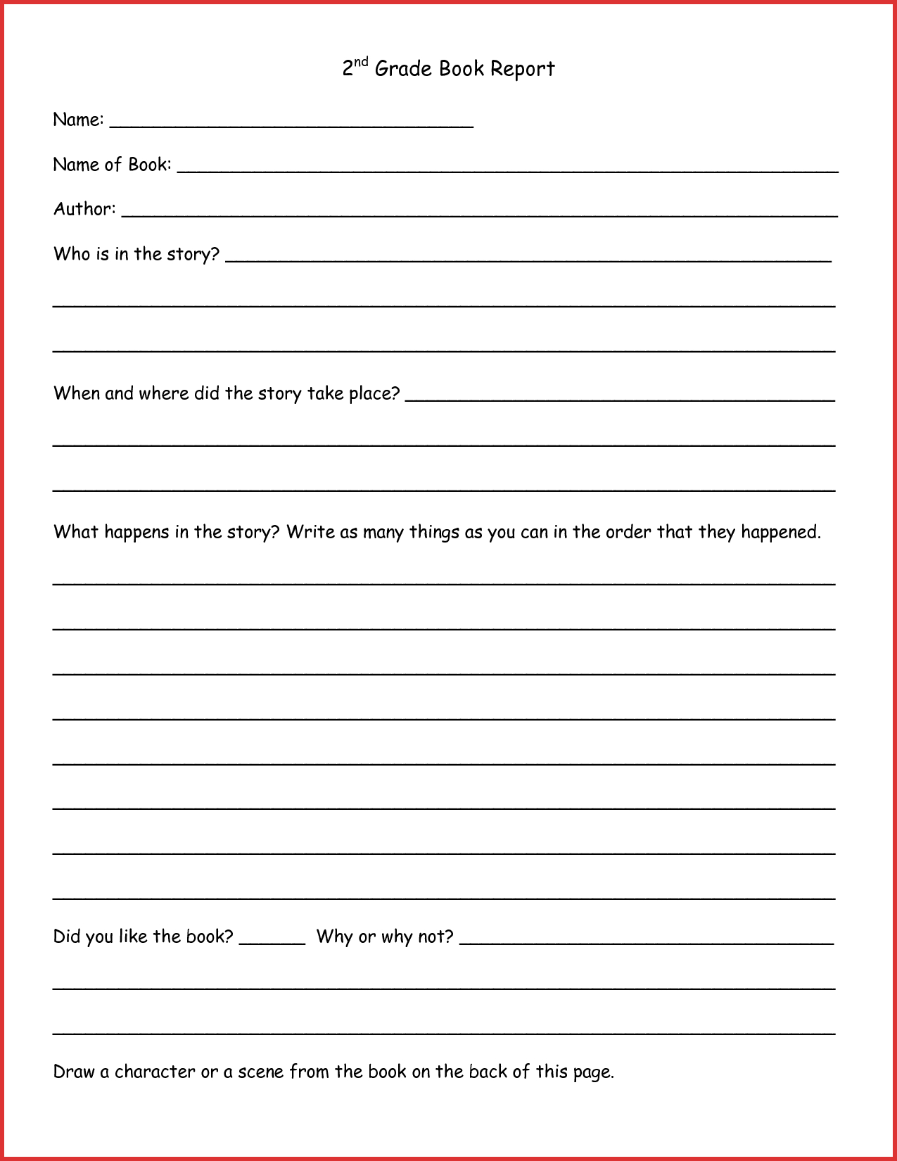 Lovely 2Nd Grade Book Report Template | Job Latter With Book Report Template 5Th Grade