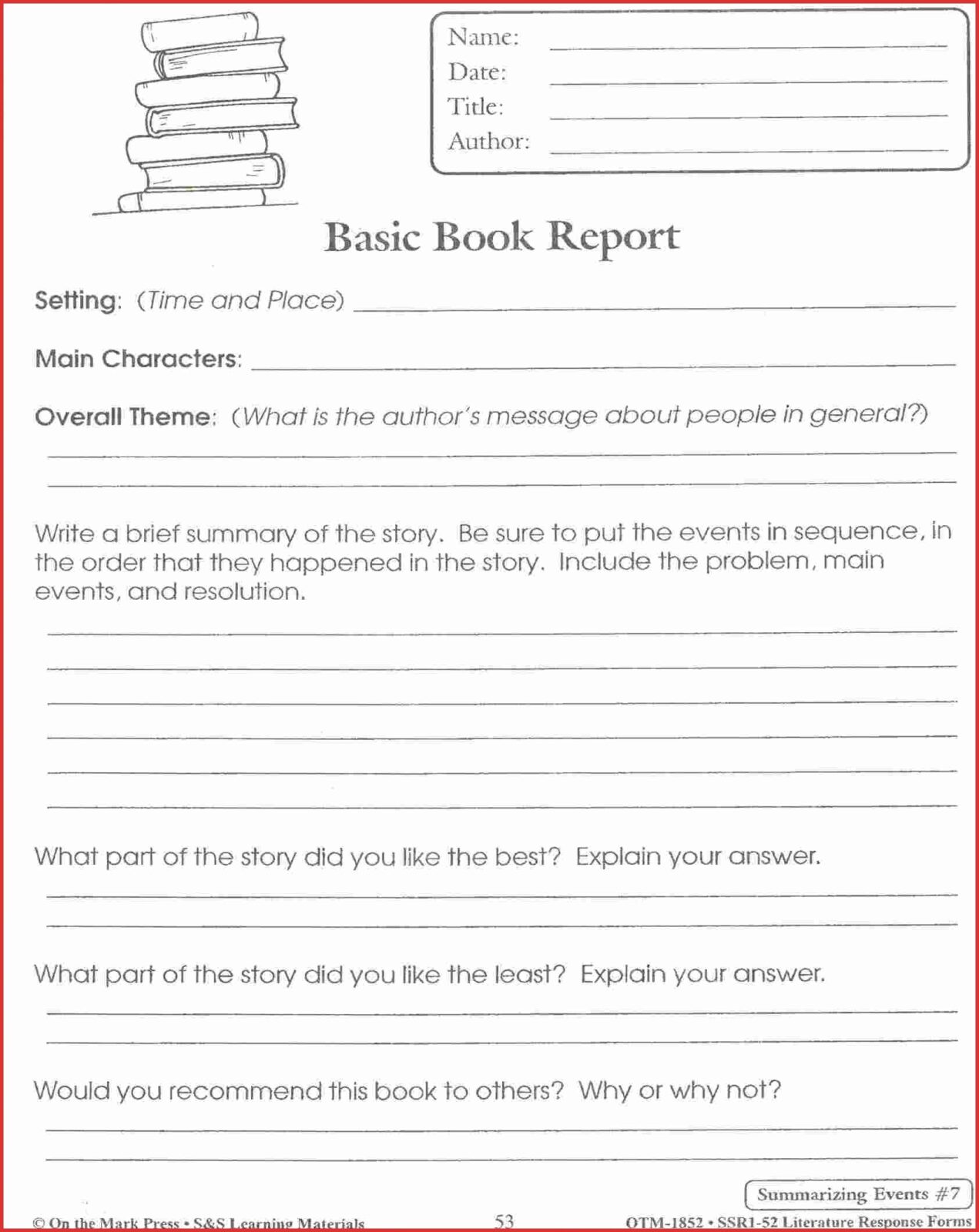 Lovely 4Th Grade Book Report Template | Job Latter In 4Th Grade Book Report Template