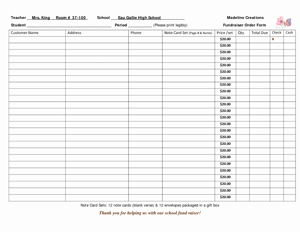 Lovely Candle Order Form Template Fundraising 3 10 From 42 Within Blank Fundraiser Order Form Template