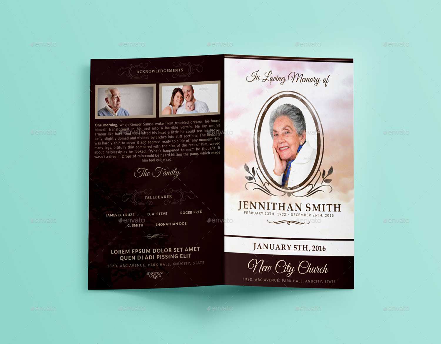 Loving Memory Funeral Program Brochure Template 01 In Memorial Brochure Template
