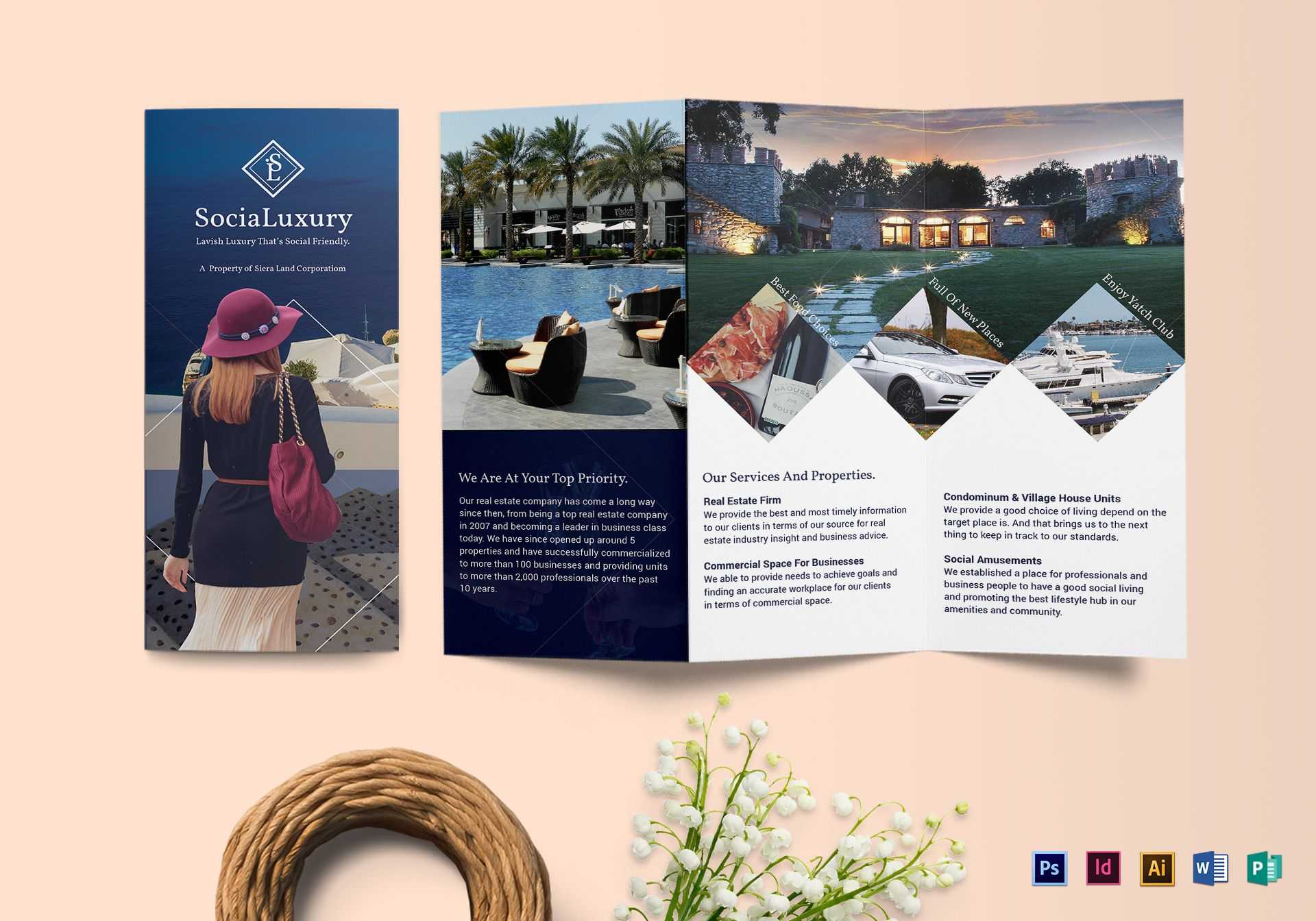 Luxury Brochure Tri Fold Template Throughout Tri Fold Brochure Publisher Template