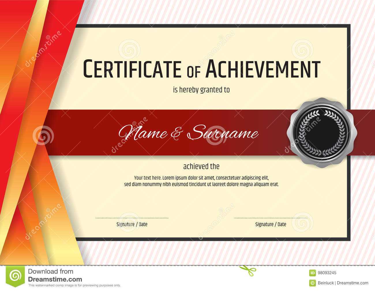 Luxury Certificate Template With Elegant Border Frame With Regard To Elegant Certificate Templates Free