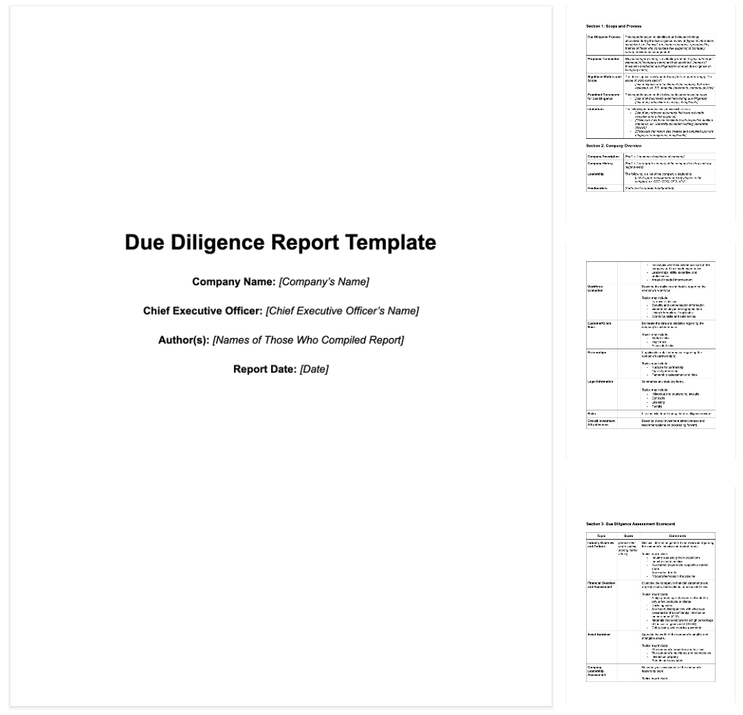 M&a Due Diligence Report [Sample Template + Excel Checklist] Intended For Vendor Due Diligence Report Template