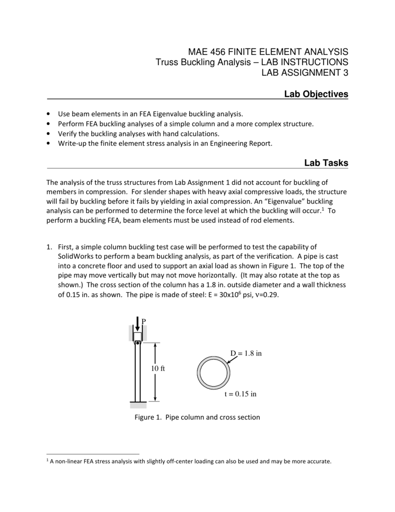 Mae 456 Finite Element Analysis Truss Buckling Analysis Regarding Fea Report Template