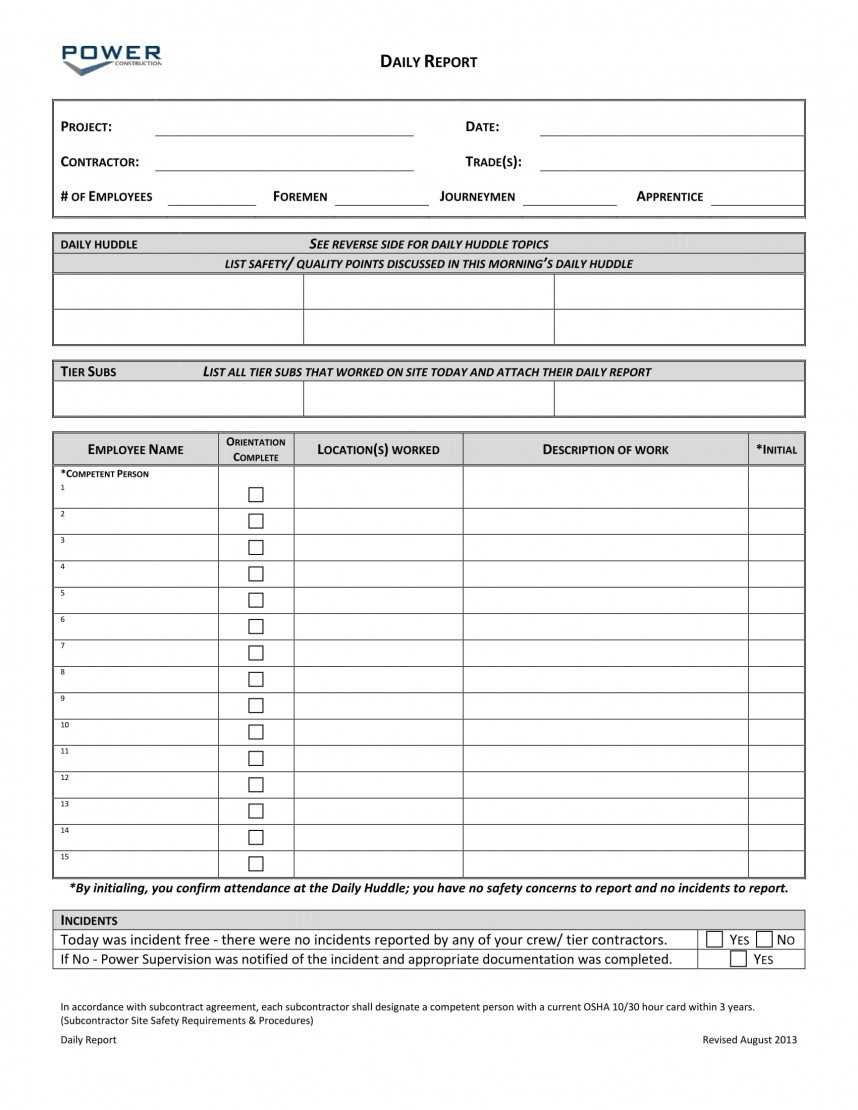 Magnificent Construction Daily Log Template Ideas Form Pdf Within Superintendent Daily Report Template