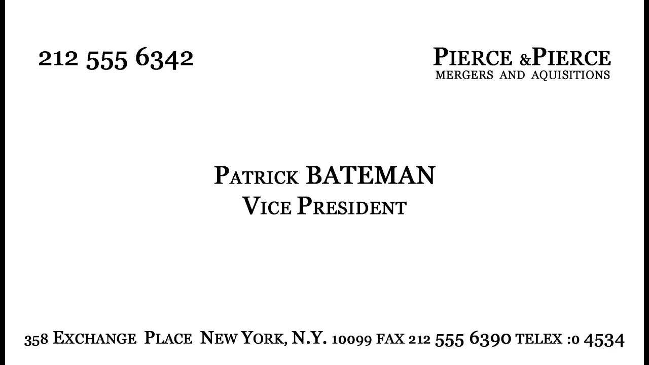 Make Patrick Bateman's Business Card With Paul Allen Business Card Template