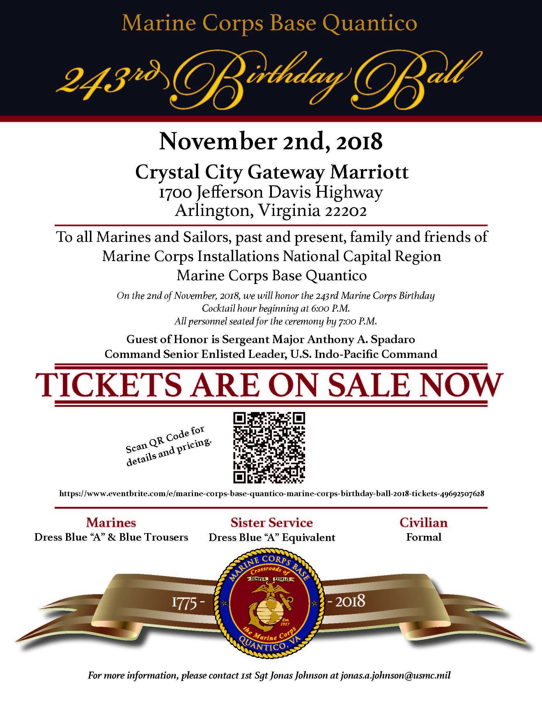 Marine Corps Base Quantico > Resources > 243Rd Birthday Ball With Usmc Meal Card Template