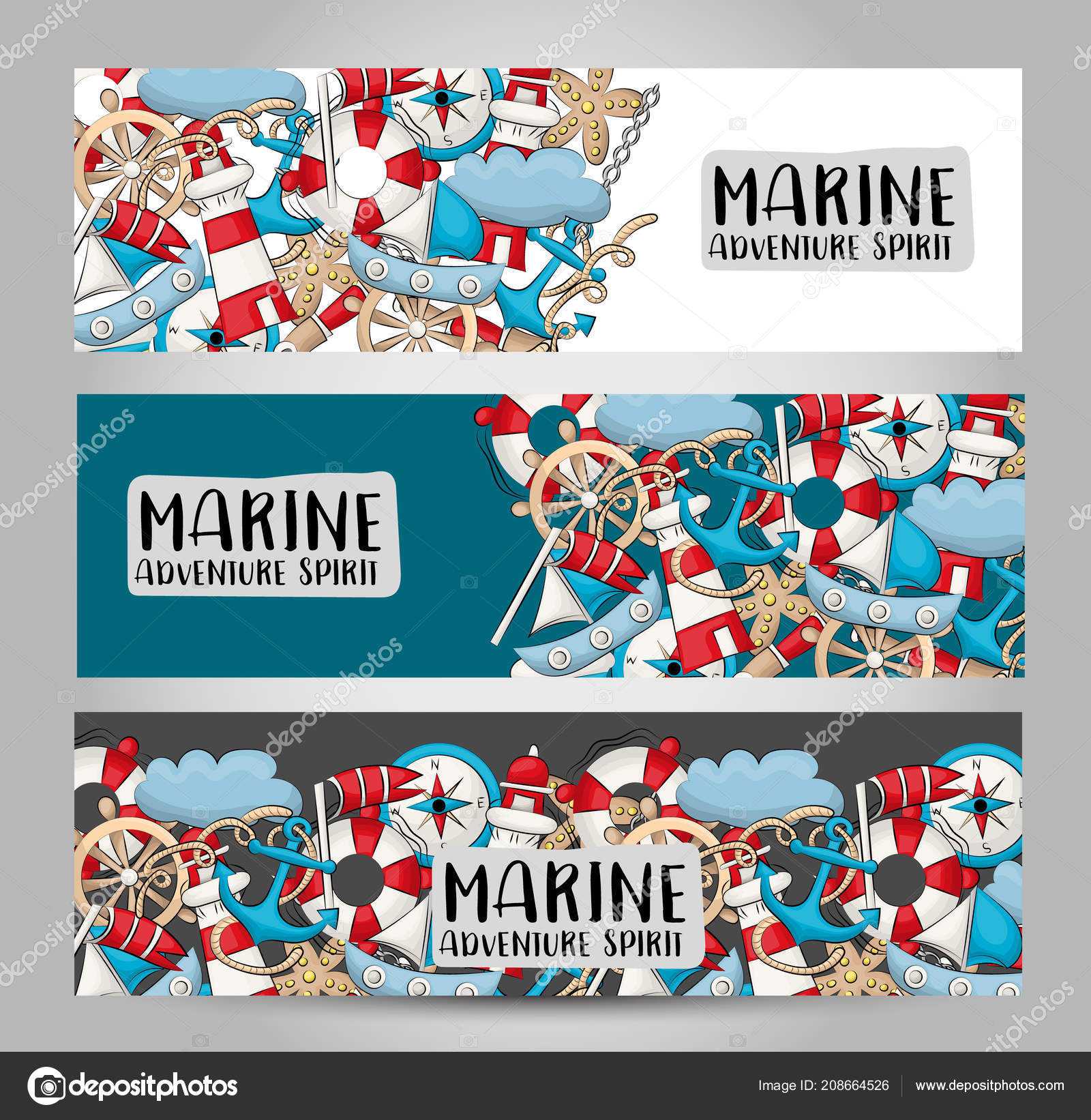 Marine Nautical Travel Concept Horizontal Banner Template Pertaining To Nautical Banner Template