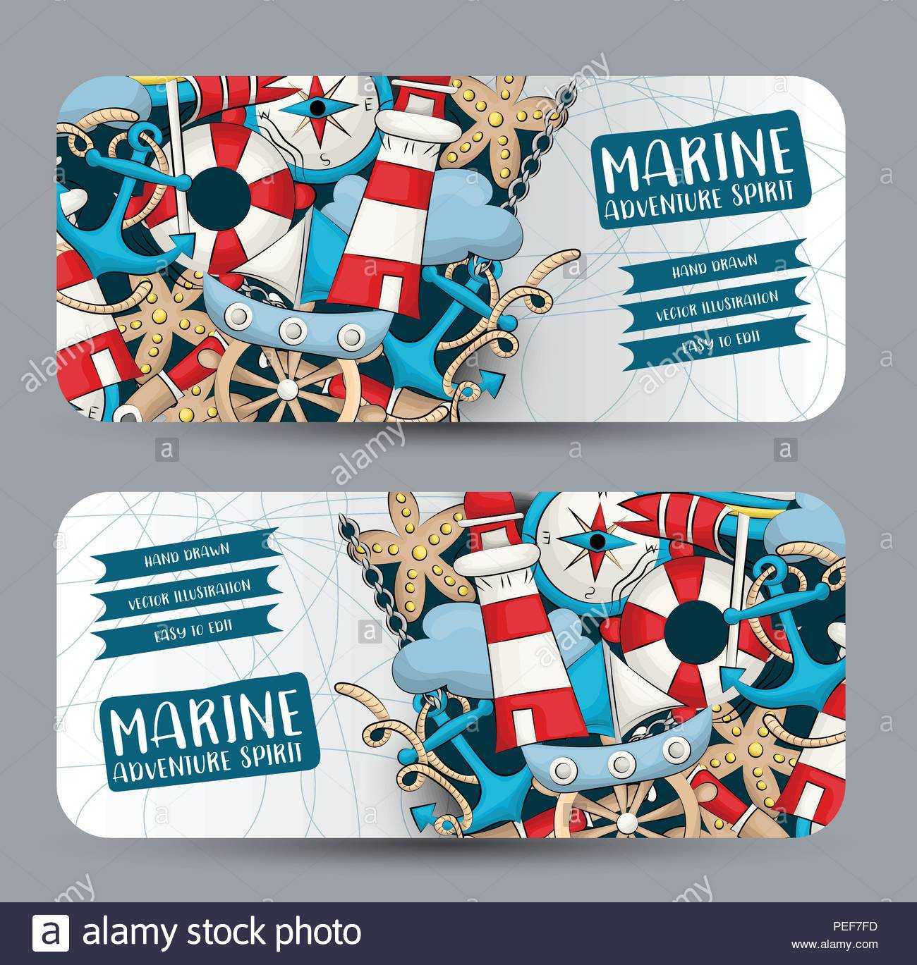 Marine Nautical Travel Concept. Horizontal Banner Template With Nautical Banner Template