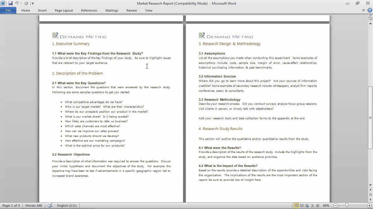 Market Research Report Template With Research Report Sample Template