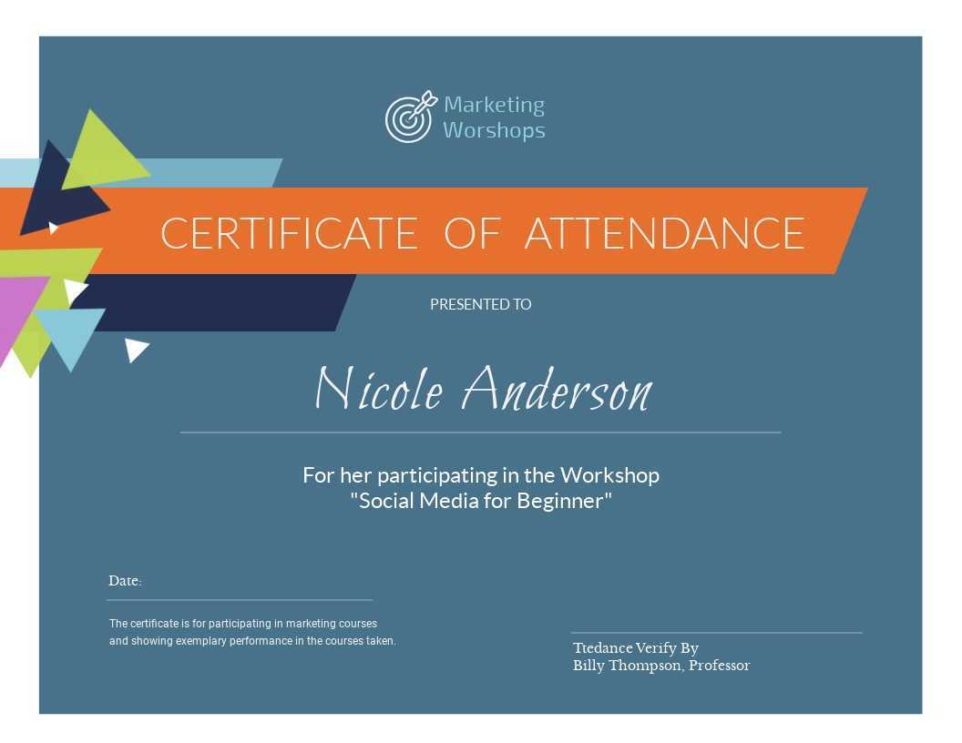 Marketing Workshop - Certificate Template - Visme In Workshop Certificate Template