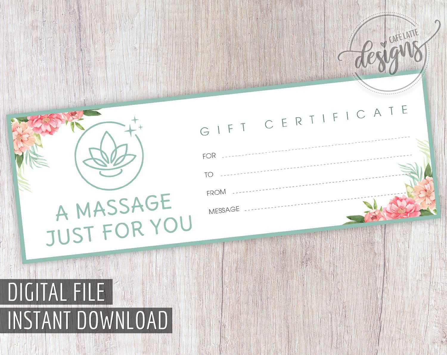 Massage Gift Certificate, Father's Day Gift Certificate Throughout Spa Day Gift Certificate Template