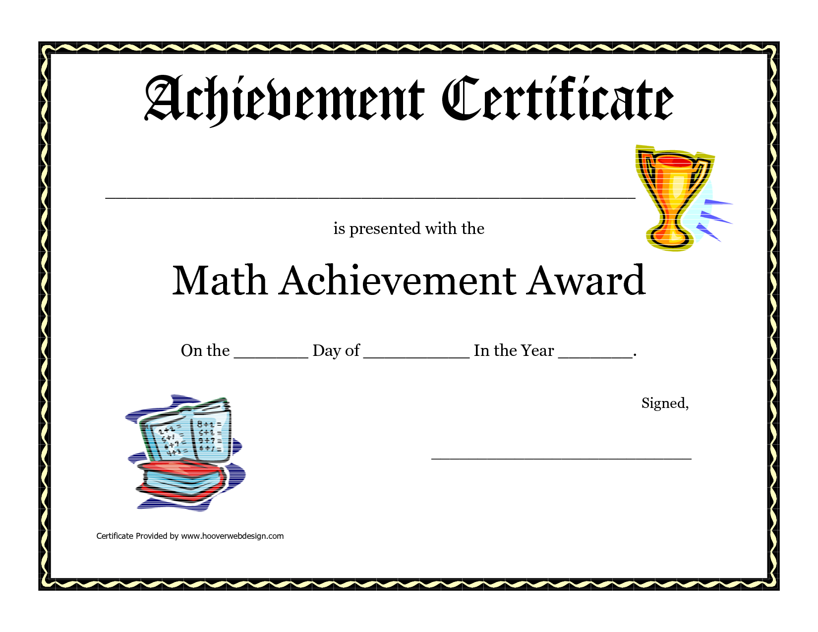 Math Achievement Award Printable Certificate Pdf | Math In Math Certificate Template
