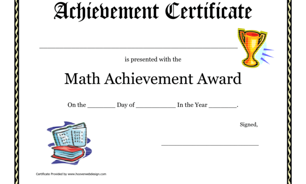 Math Achievement Award Printable Certificate Pdf | Math with Classroom Certificates Templates