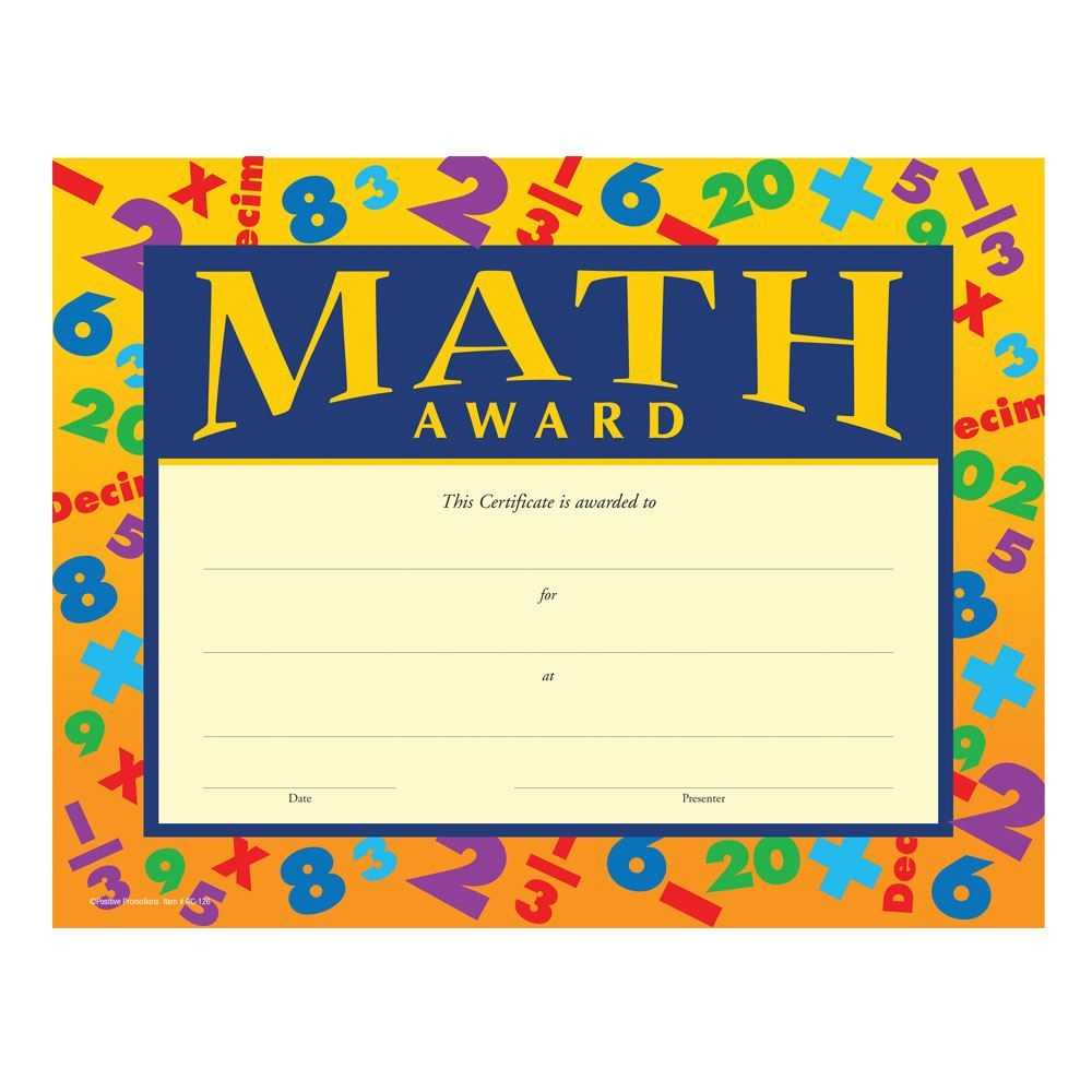 Math Award Gold Foil Stamped Certificates For Math Certificate Template