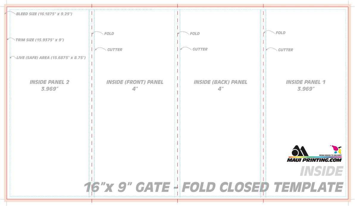 Maui Printing Company Inc 16 9 Gate Fold Brochure 4 Template Inside Quad Fold Brochure Template
