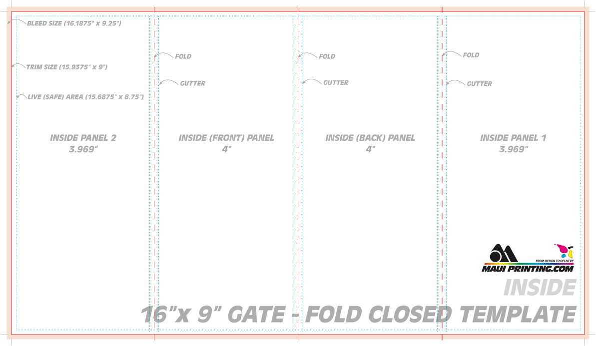 Maui Printing Company Inc 16 9 Gate Fold Brochure 4 Template Intended For Gate Fold Brochure Template