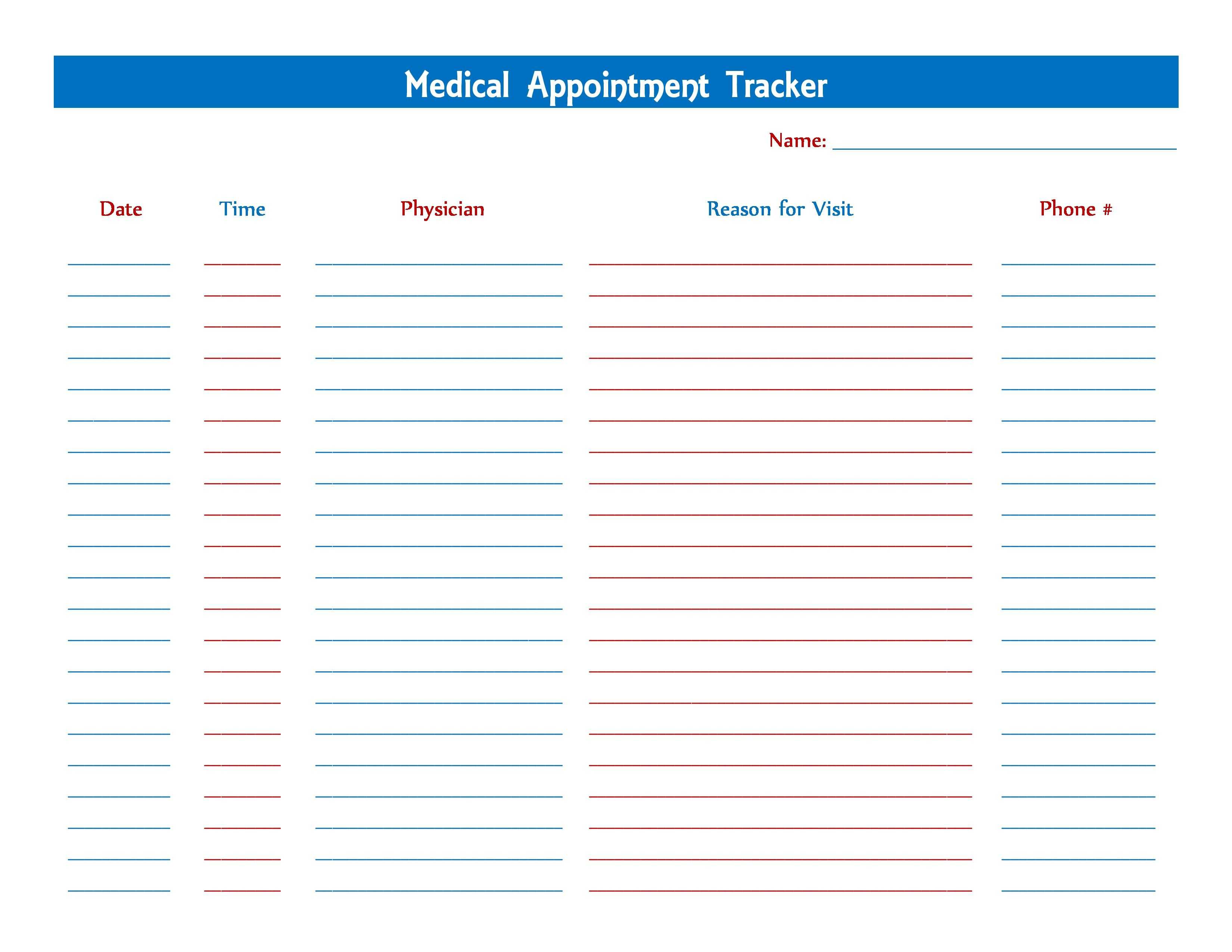 Medical Appointment Tracker | Printables | Tracker Free Inside Medical Appointment Card Template Free