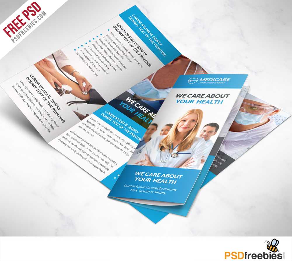 Medical Care And Hospital Trifold Brochure Template Free Psd Pertaining To 3 Fold Brochure Template Free Download