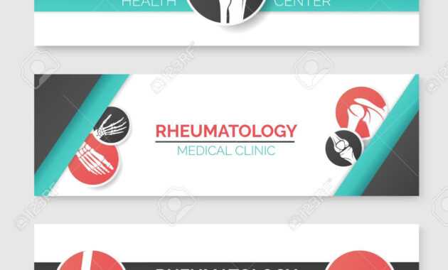 Medical Clinic And Health Center Banner Template Set. Round Badges.. inside Medical Banner Template