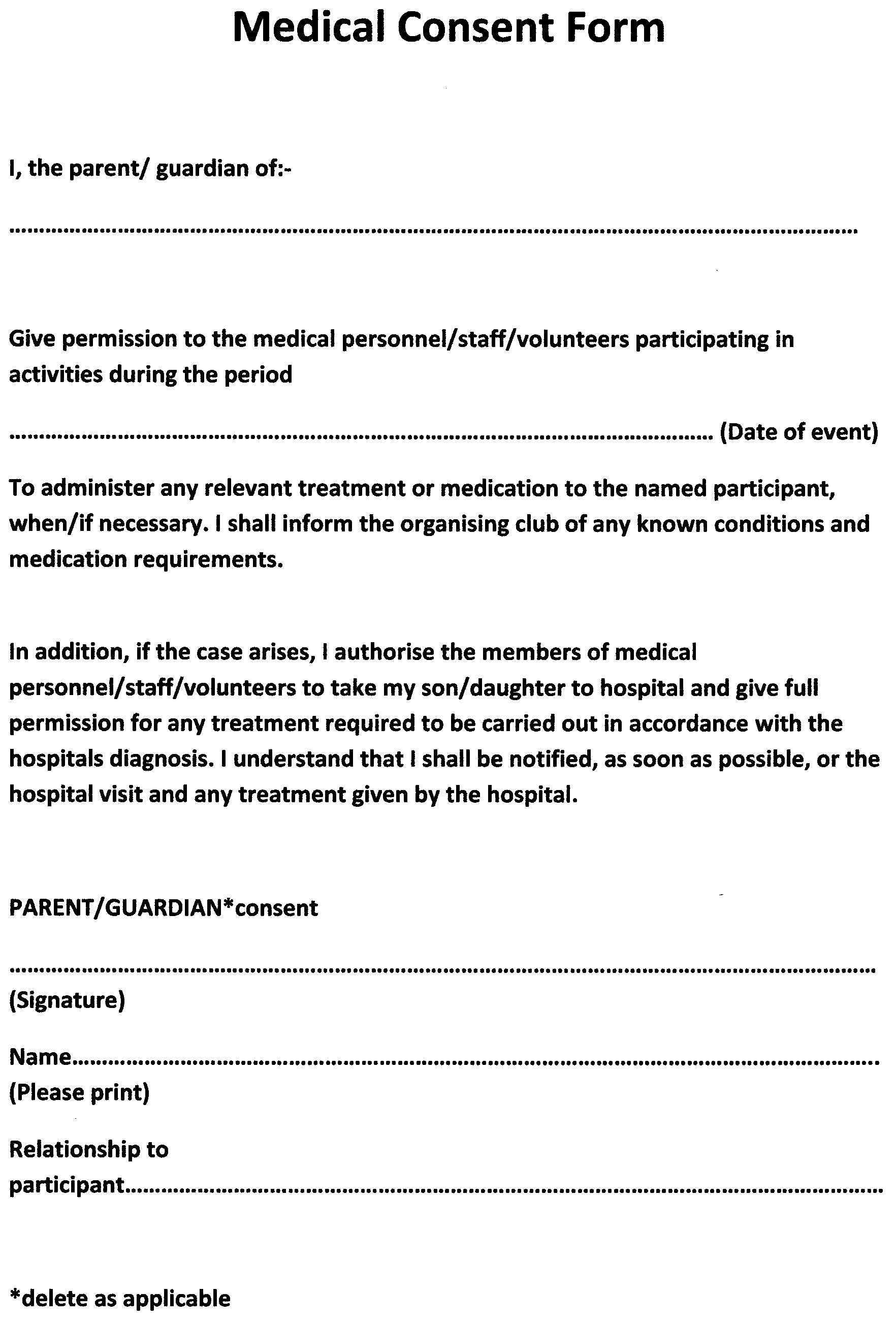 Medical Consent Form #medical #consent #form | Sample Forms With Medical Legal Report Template