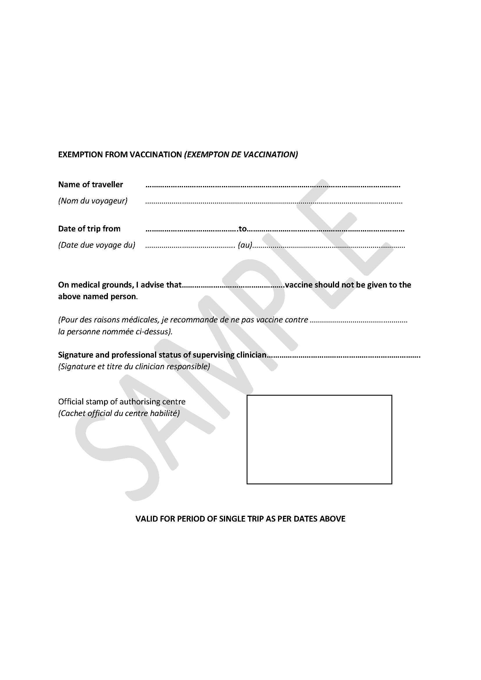 Medical Letter Of Exemption Yellow Fever Zone Pertaining To Certificate Of Vaccination Template