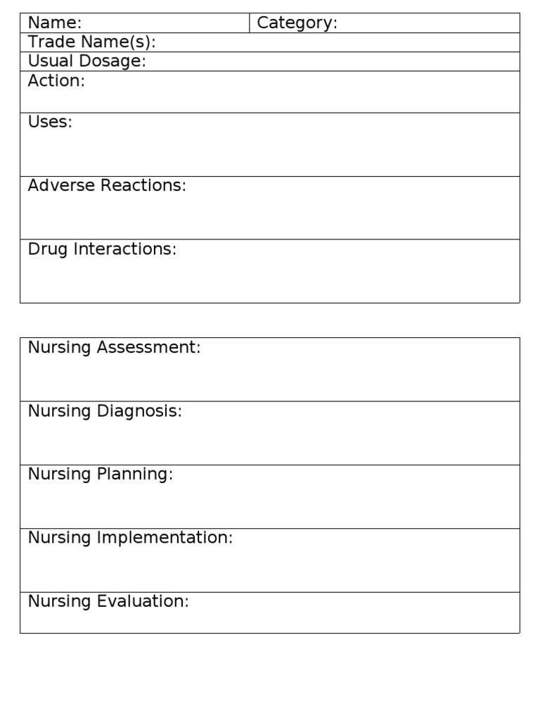 Medication Card Template Wallet For Nursing Students Drug For Pharmacology Drug Card Template