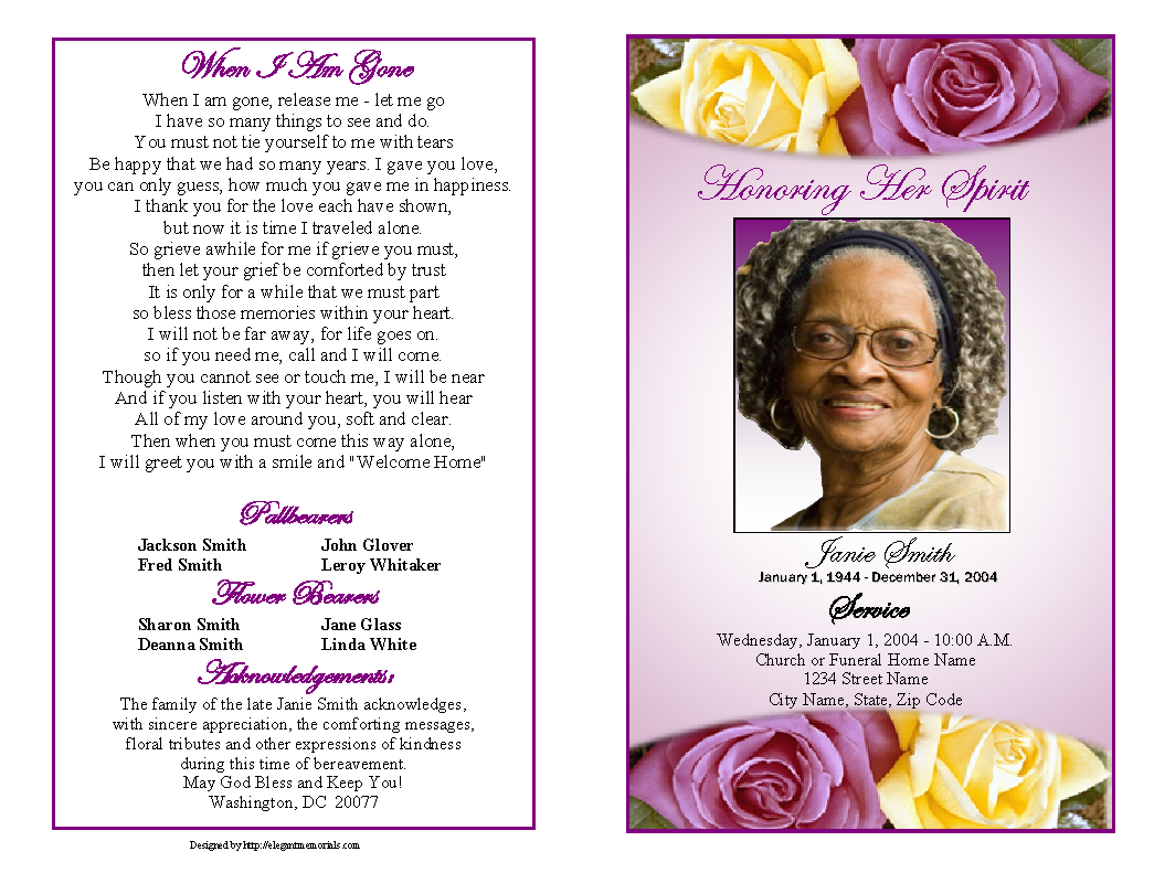 Memorial Service Programs Sample | Choose From A Variety Of Throughout Memorial Cards For Funeral Template Free