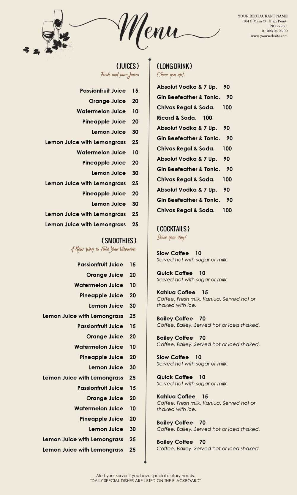 Menu – Id06 | Restaurants | Free Menu Templates, Food Menu With Free Cafe Menu Templates For Word