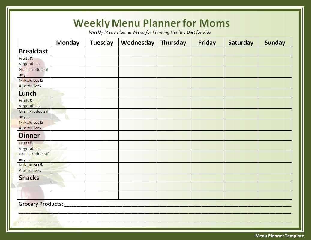 Menu Planner Template In 2019 | Menu Planners, Planner Pertaining To Weekly Meal Planner Template Word