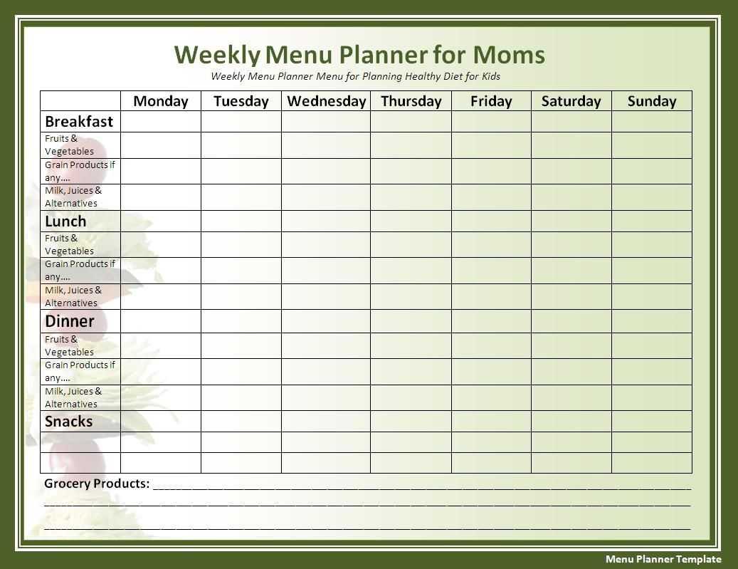 Menu Planner Template In 2019 | Menu Planners, Planner With Menu Planning Template Word