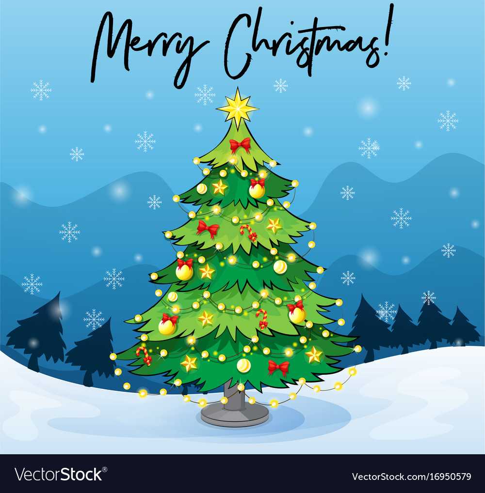 Merry Christmas Card Template With Christmas Tree With Adobe Illustrator Christmas Card Template