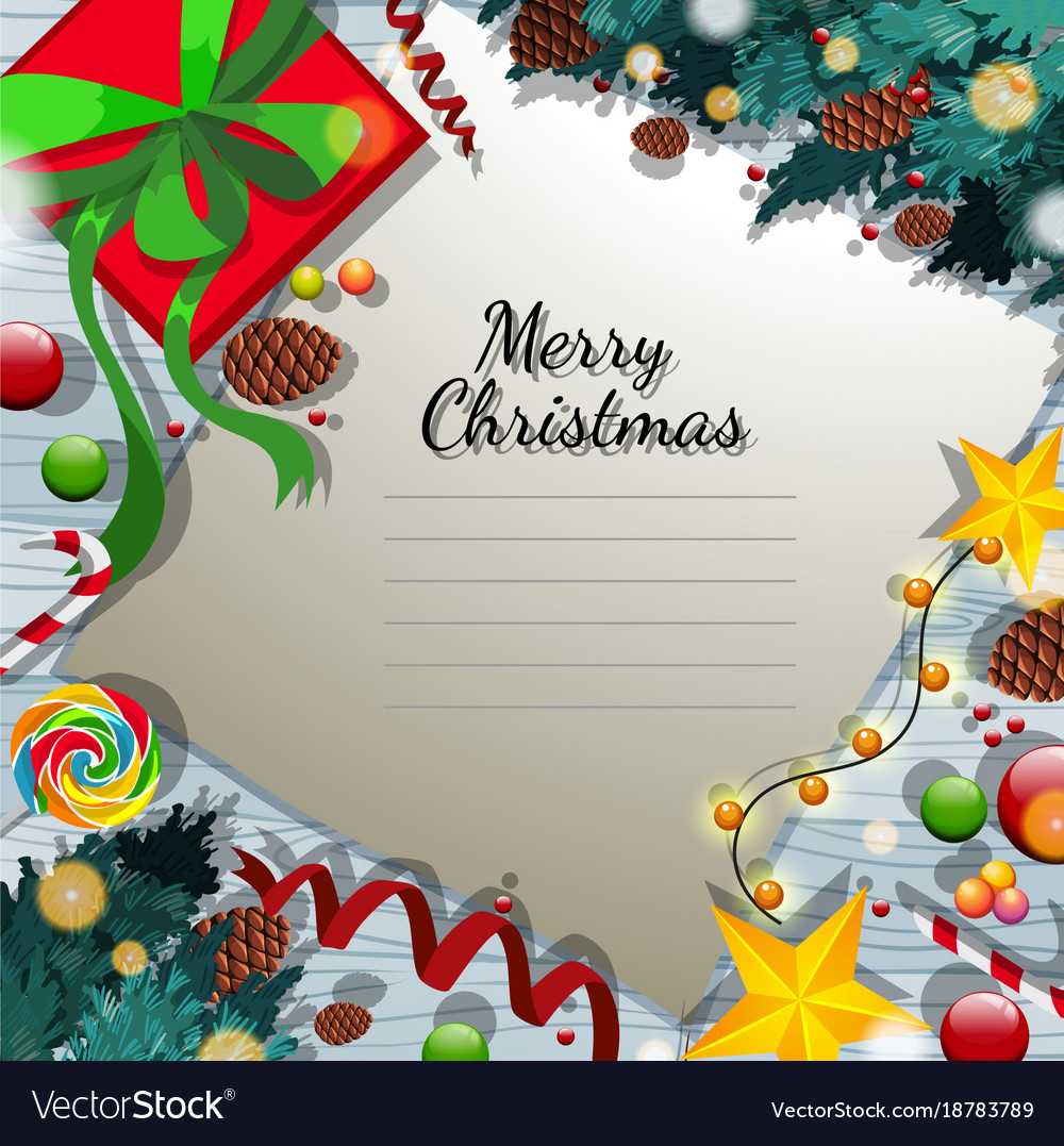 Merry Christmas Card Template With Present And For Adobe Illustrator Christmas Card Template