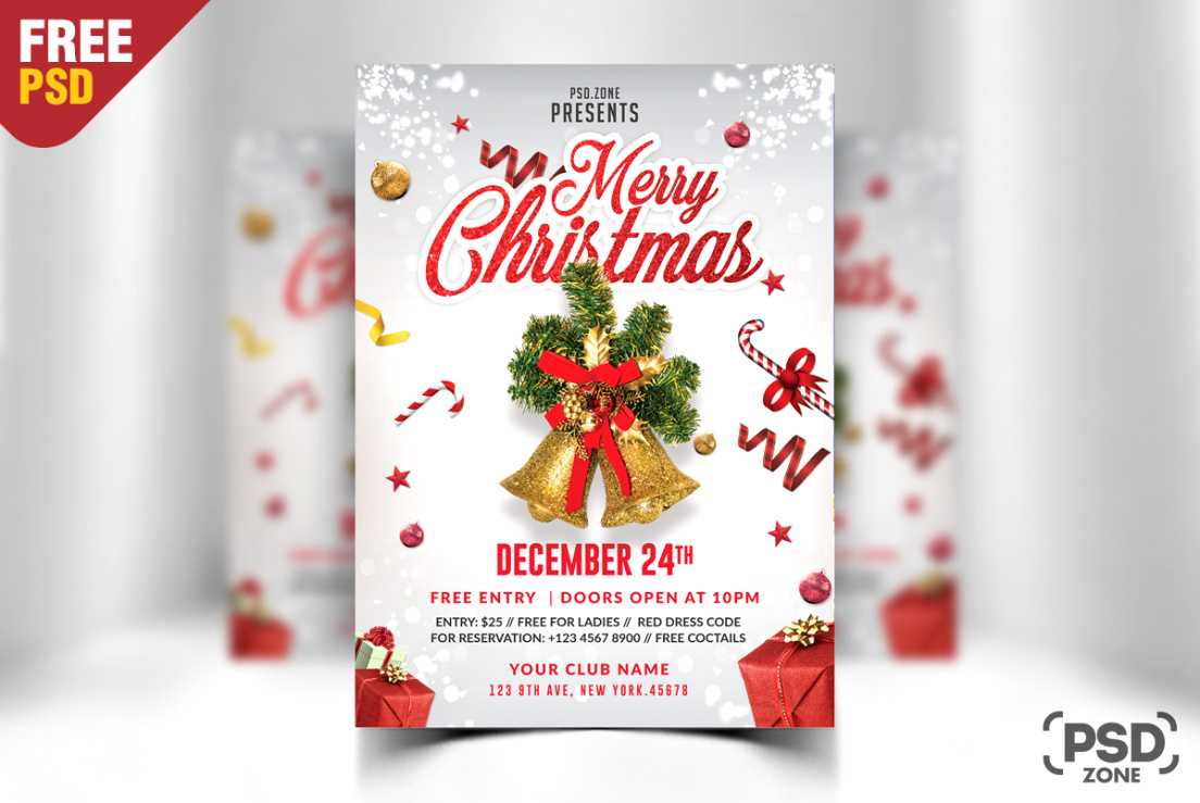 Merry Christmas Flyer Free Psd Psd Zone (Free Christmas Regarding Christmas Brochure Templates Free