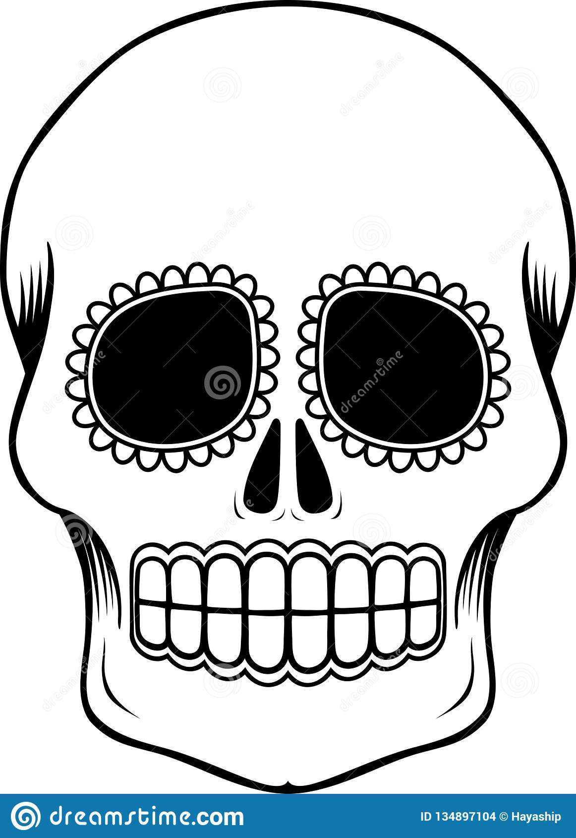 Mexican Sugar Skull Template Stock Vector – Illustration Of Intended For Blank Sugar Skull Template