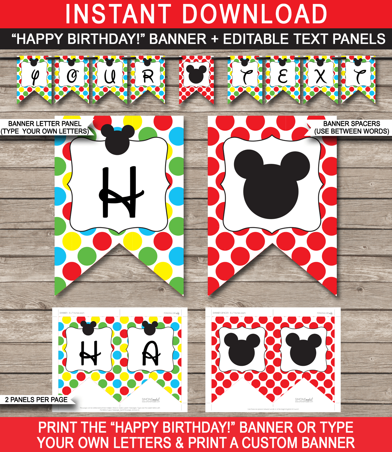 Mickey Mouse Party Banner Template Pertaining To Diy Banner Template Free